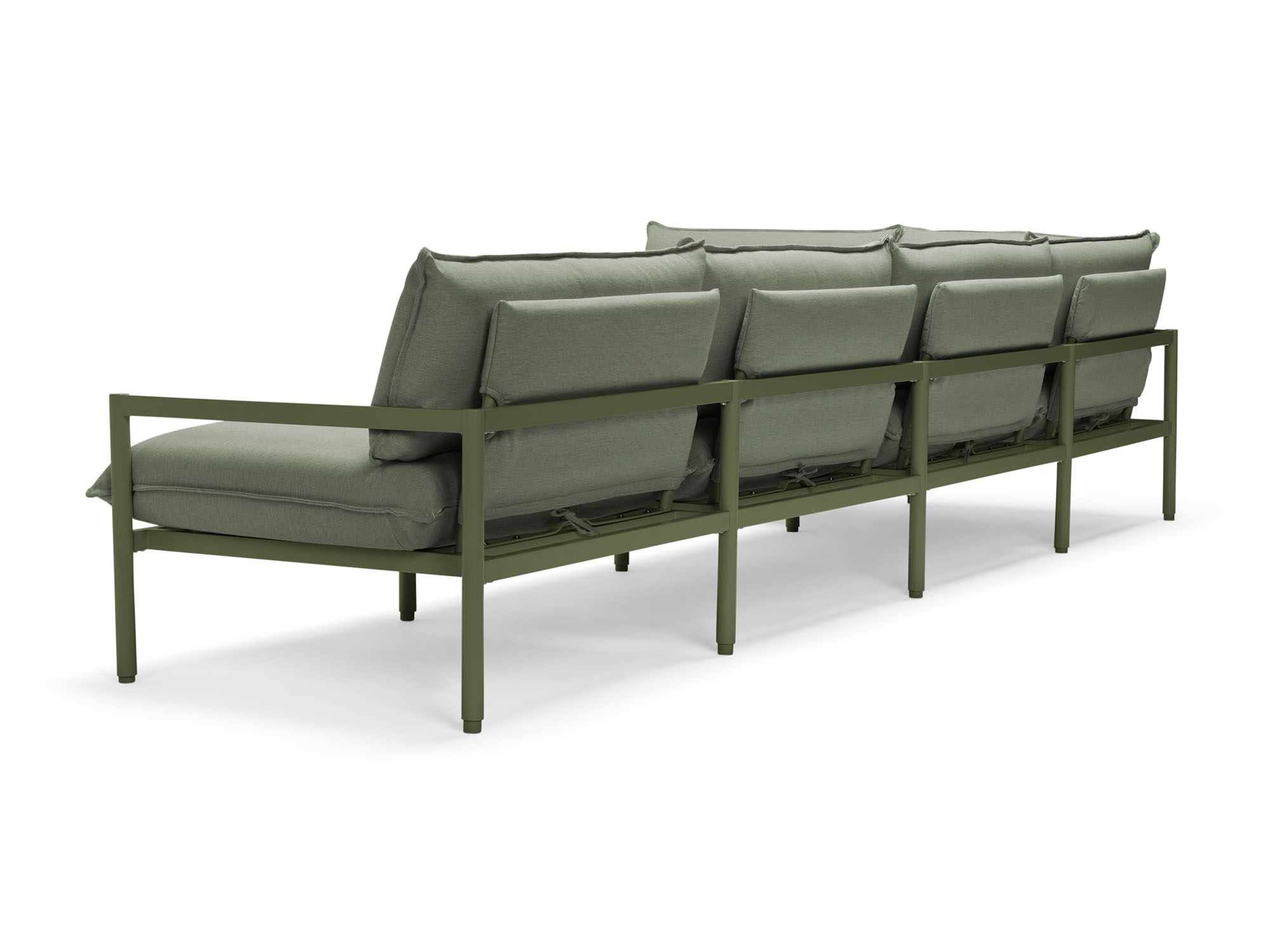 Back view of green 5-piece outdoor sectional sofa